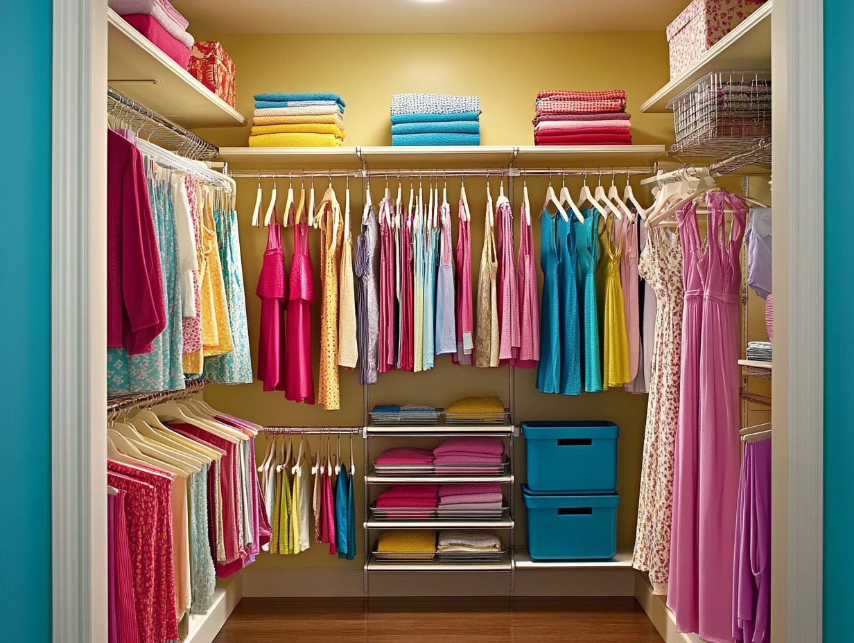 Image showing tips for easy closet decluttering hacks.