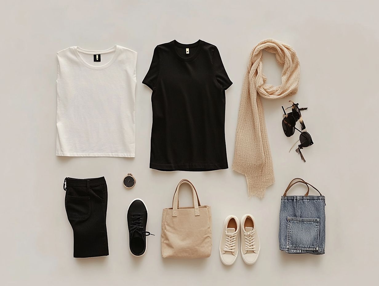 A collection of 10 essential clothing items for a minimalist woman.