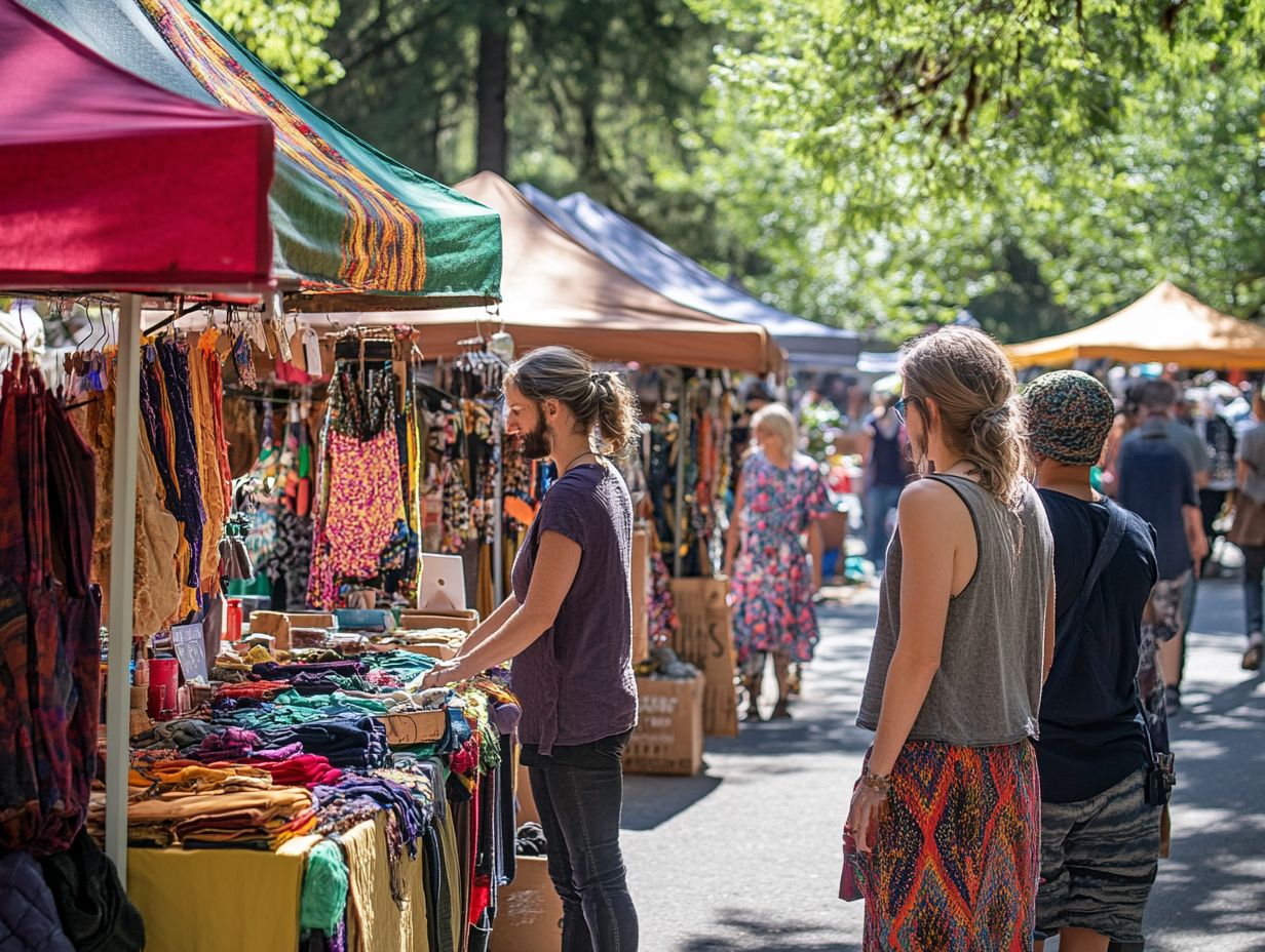 A vibrant local market showcasing sustainable fashion.