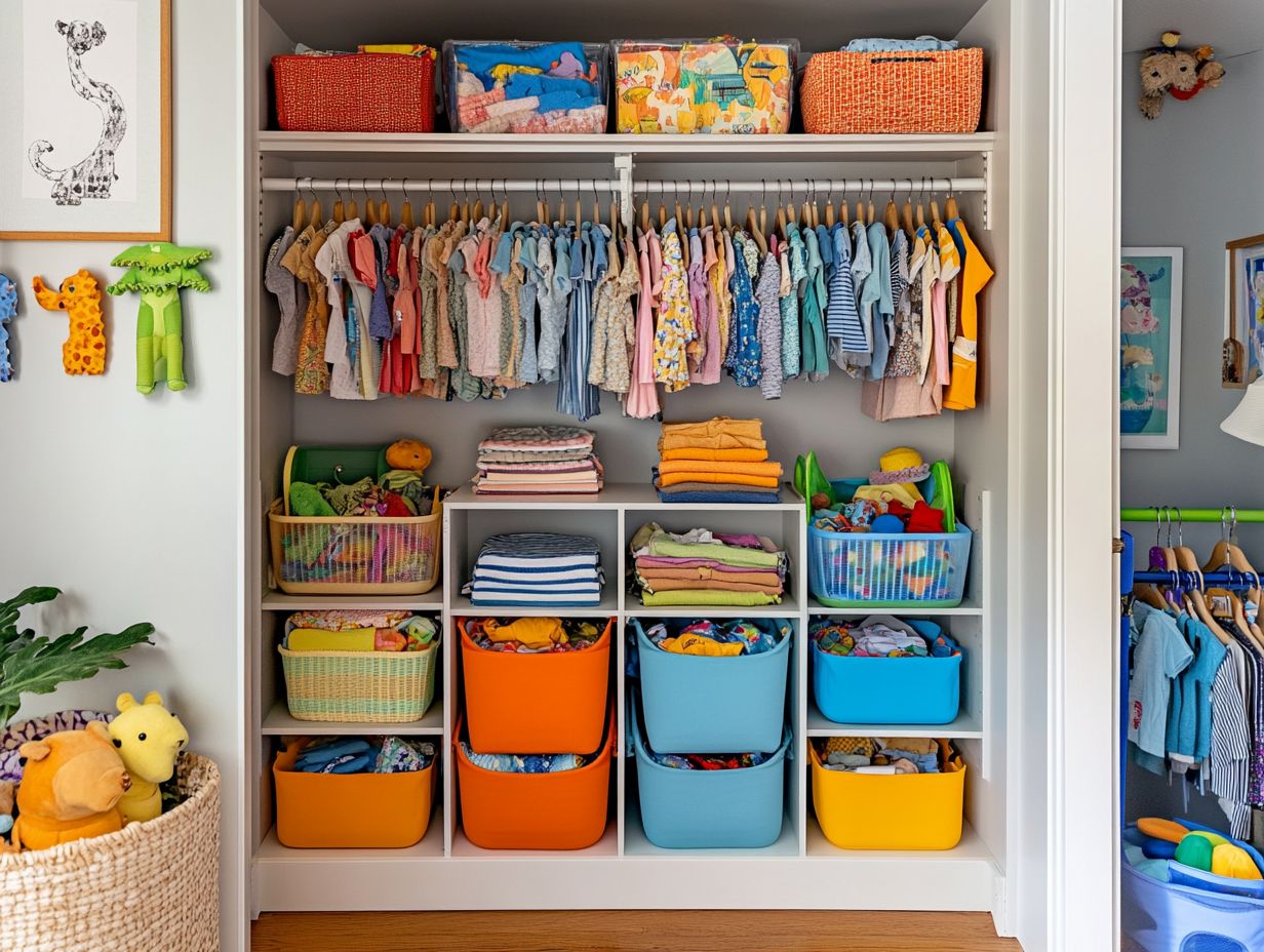 Image showing key takeaways for decluttering kids' closets