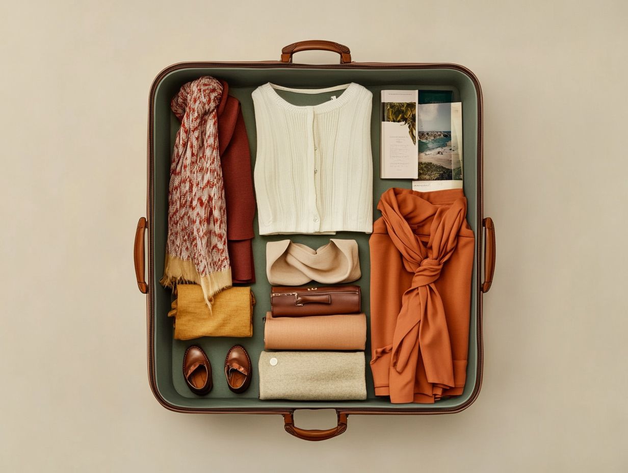 A visual representation of key takeaways for a travel capsule wardrobe.