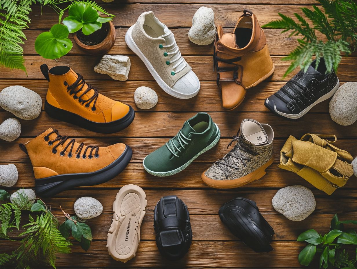 A variety of casual shoes made from sustainable materials