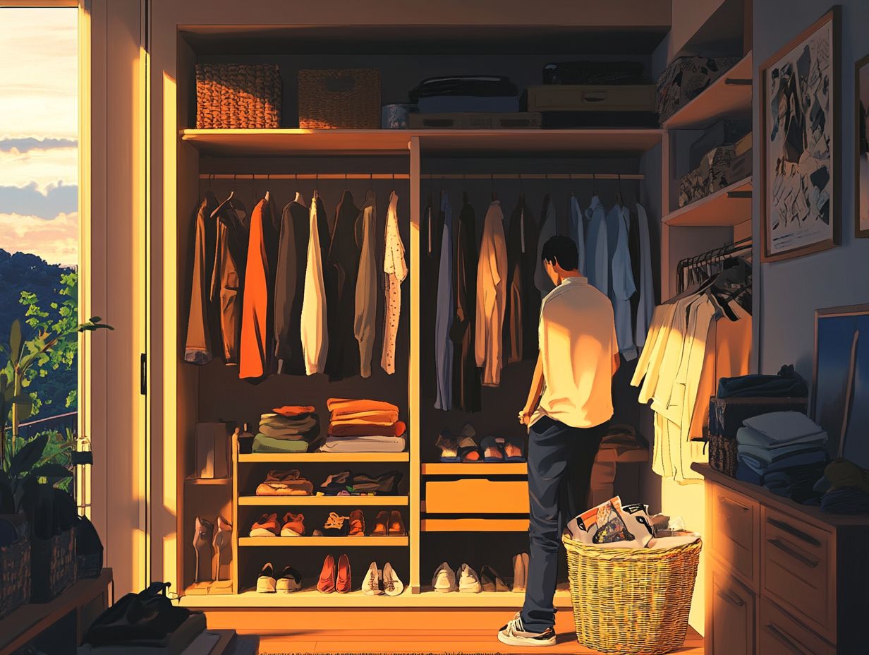 An example of a cluttered closet due to hoarding behaviors.