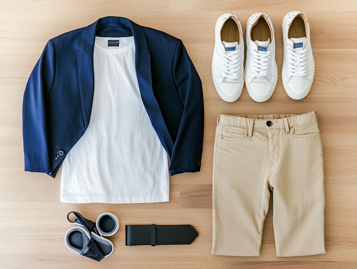 Essential men's clothing items according to a minimalist guide.