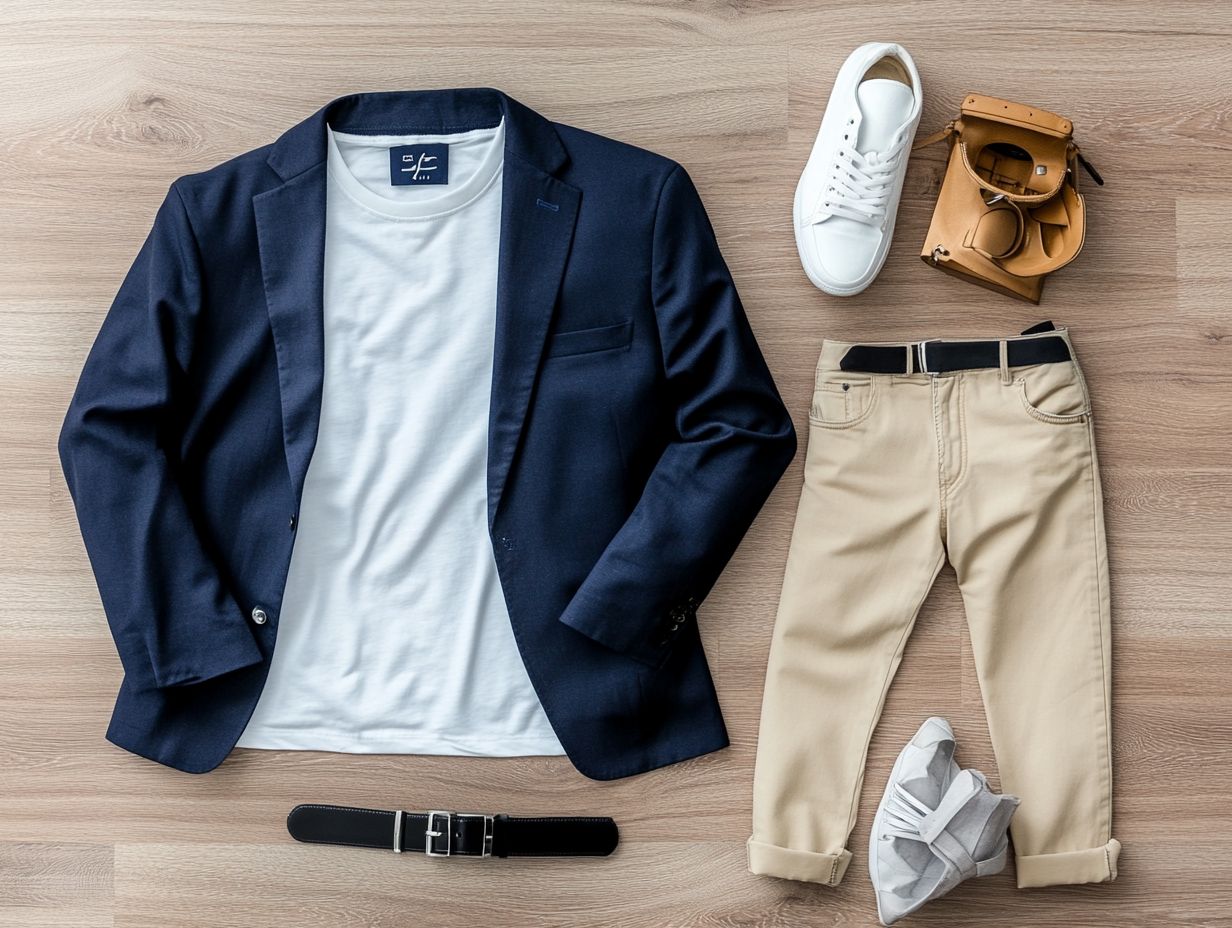 A well-organized minimalist wardrobe showcasing essential clothing items.