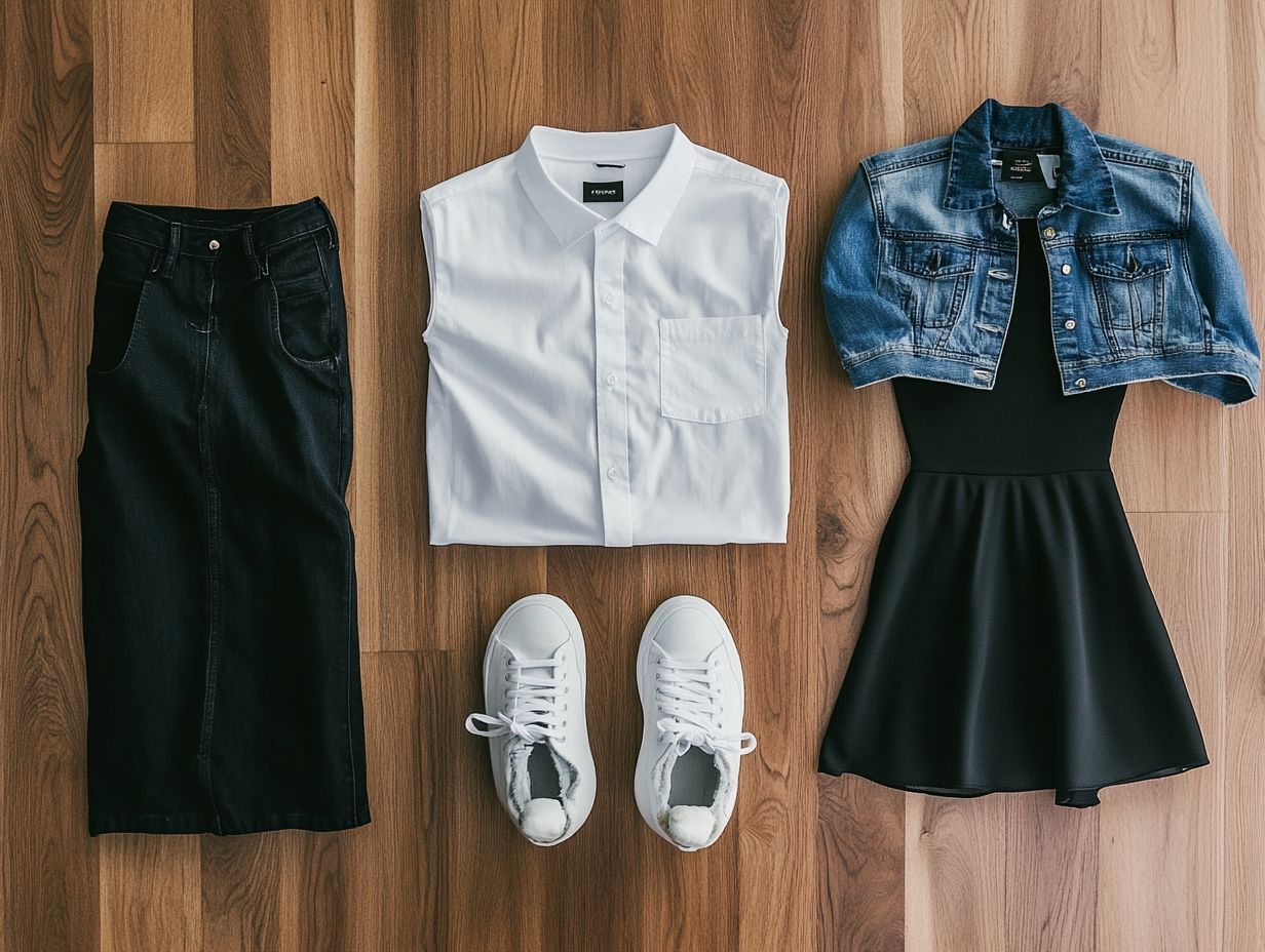 What are the essential clothing items for minimalist fashionistas and what are their benefits?