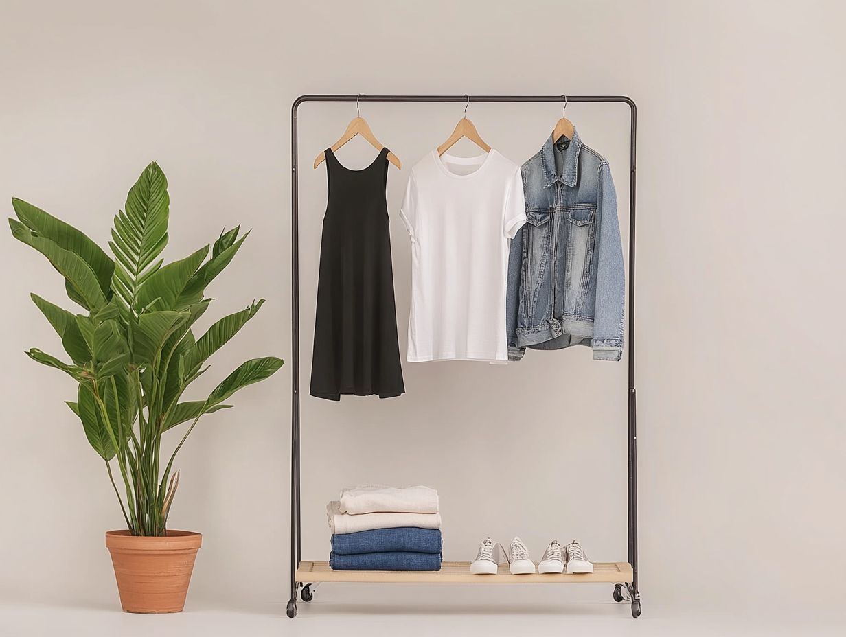 A variety of essential clothing items for minimalism transition