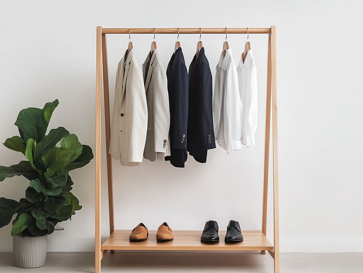 A clean, organized wardrobe showcasing minimalist fashion.