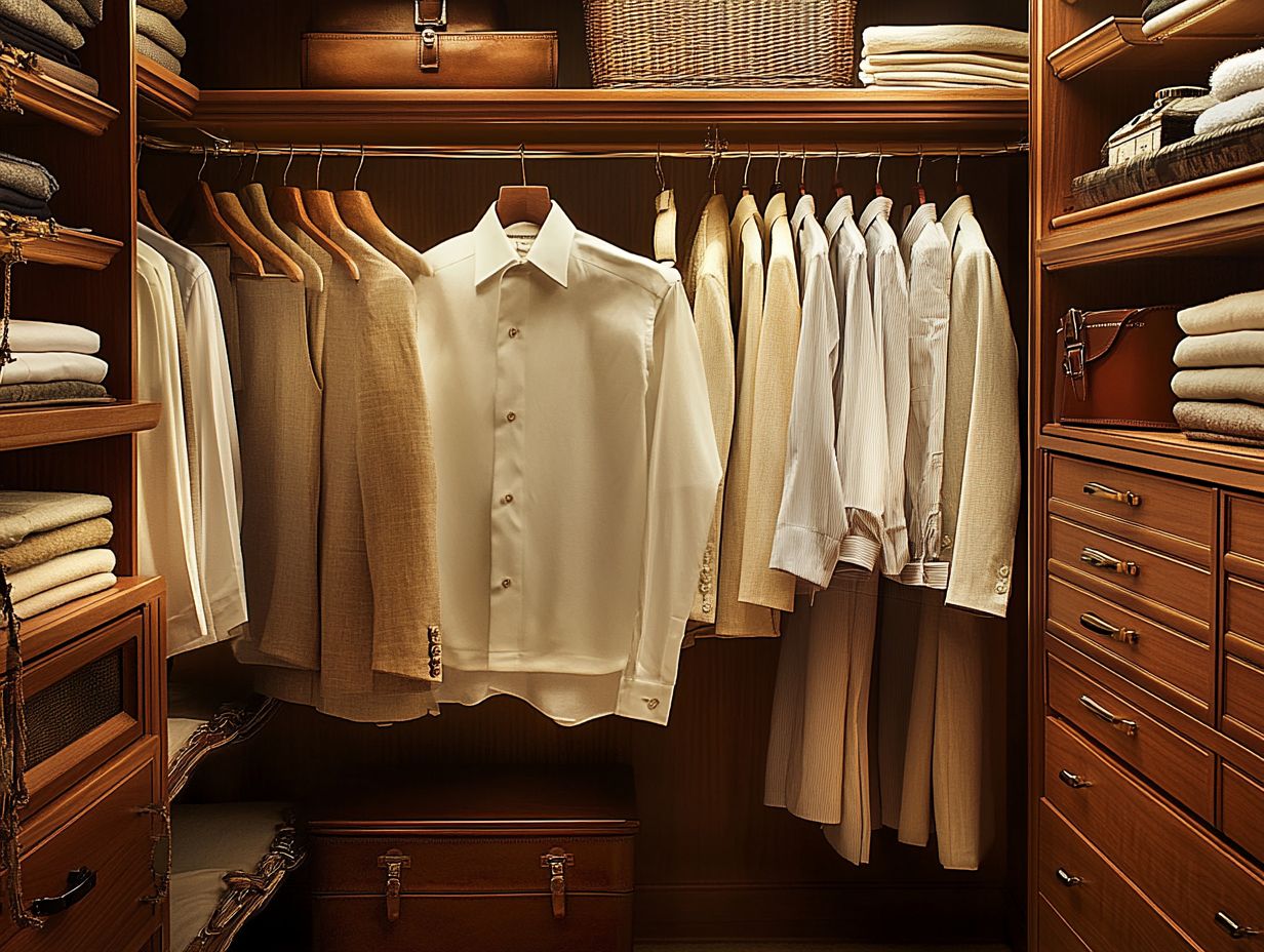 A stylishly organized wardrobe representing essential fashion pieces.