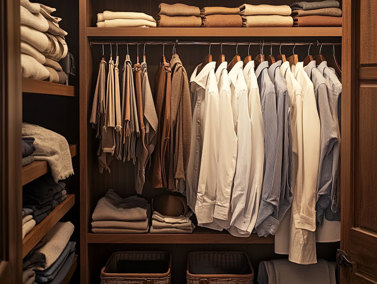 A stylishly organized wardrobe representing essential fashion pieces.