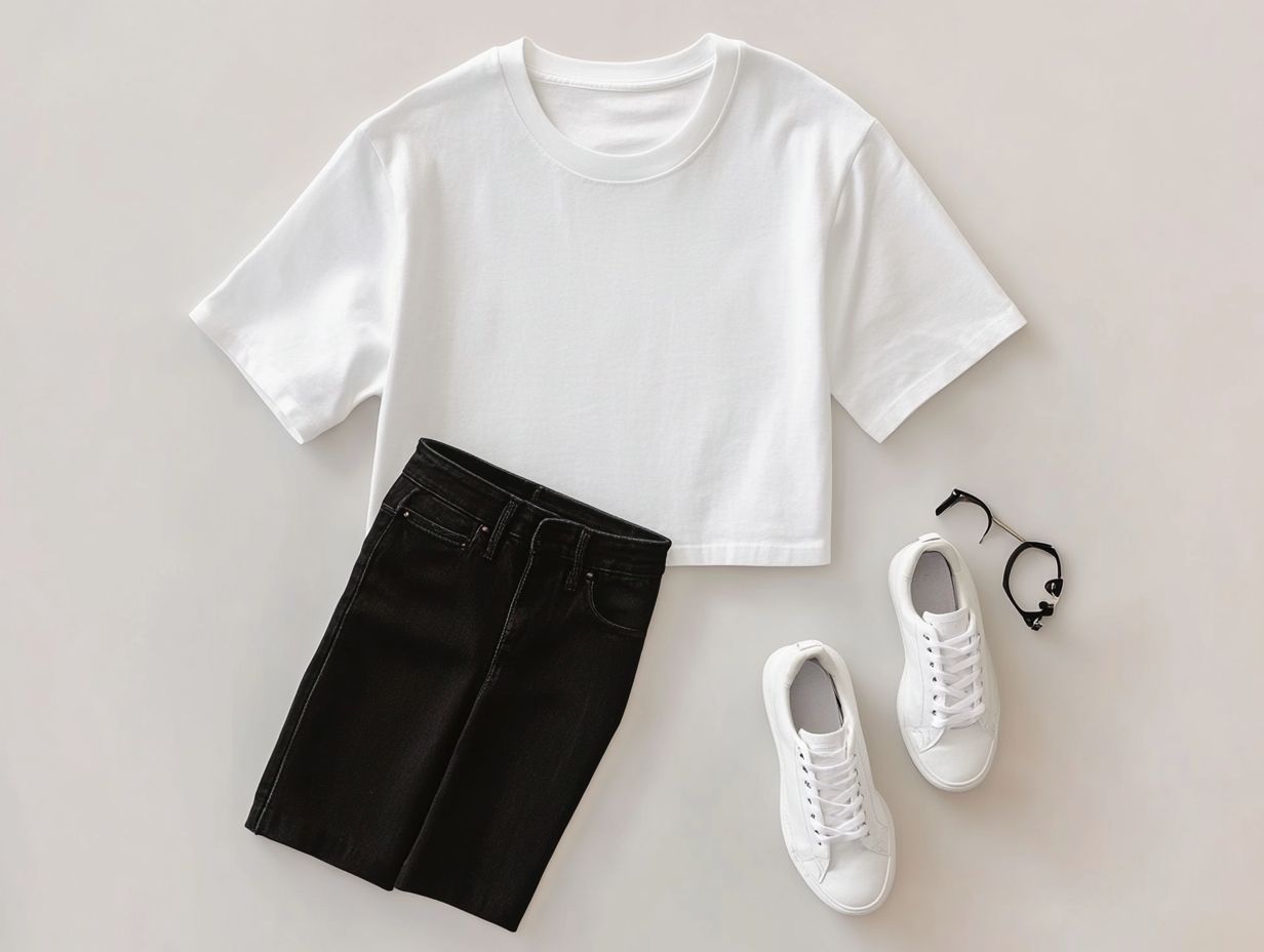 A stylish minimalist wardrobe featuring a classic white t-shirt.