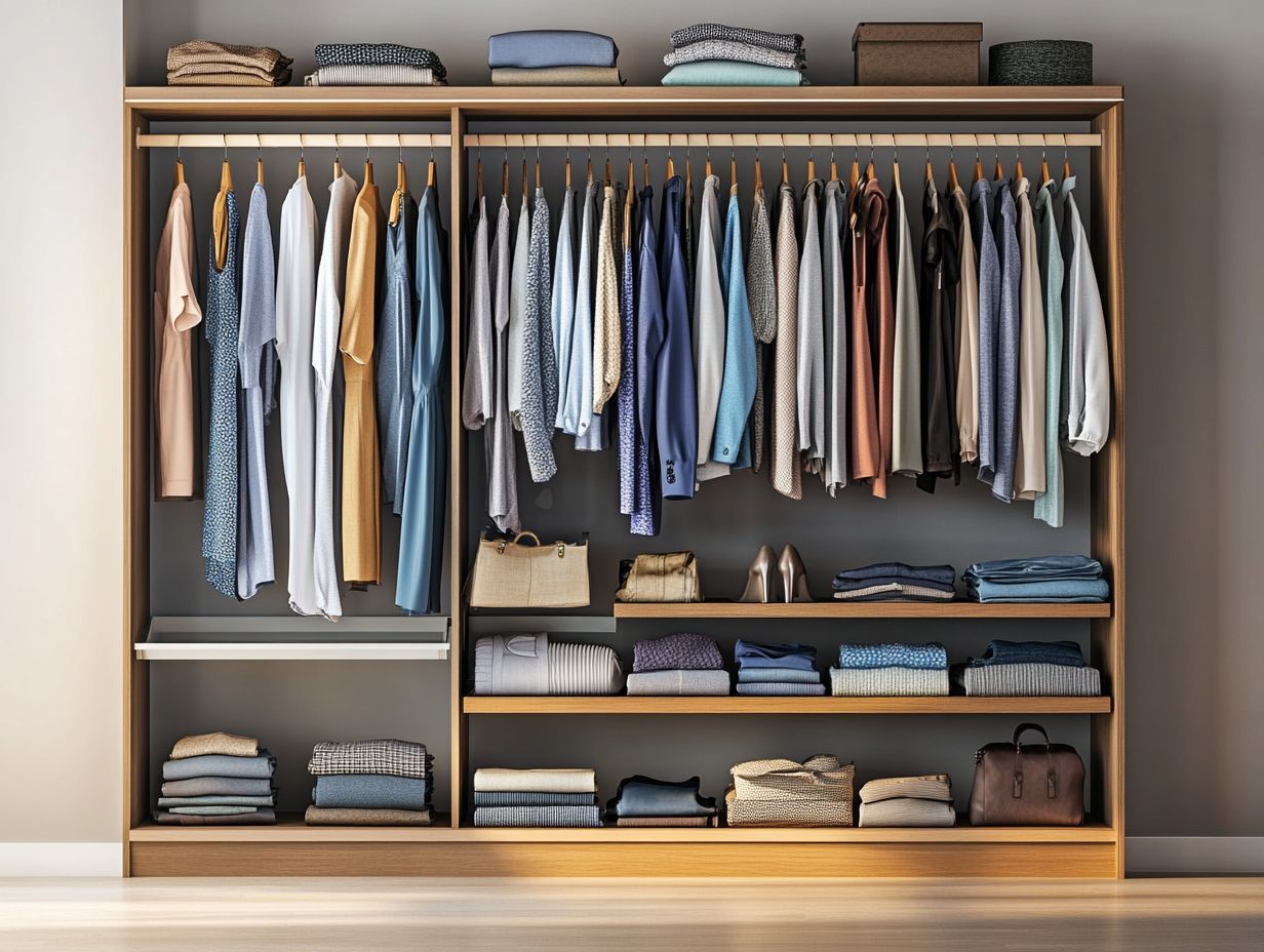 A well-organized capsule wardrobe on display