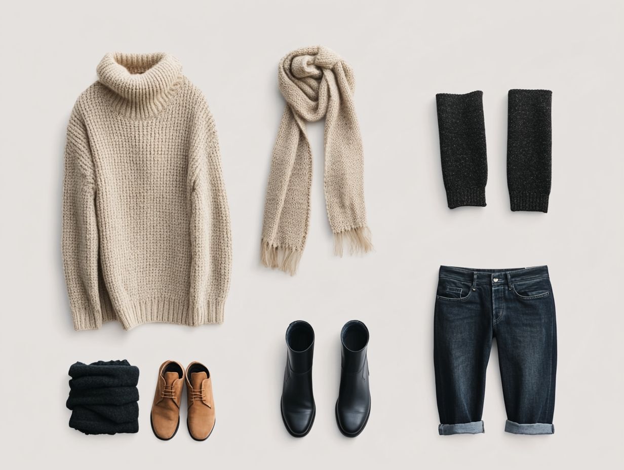 A visual guide to minimalist wardrobe essentials for cold weather.