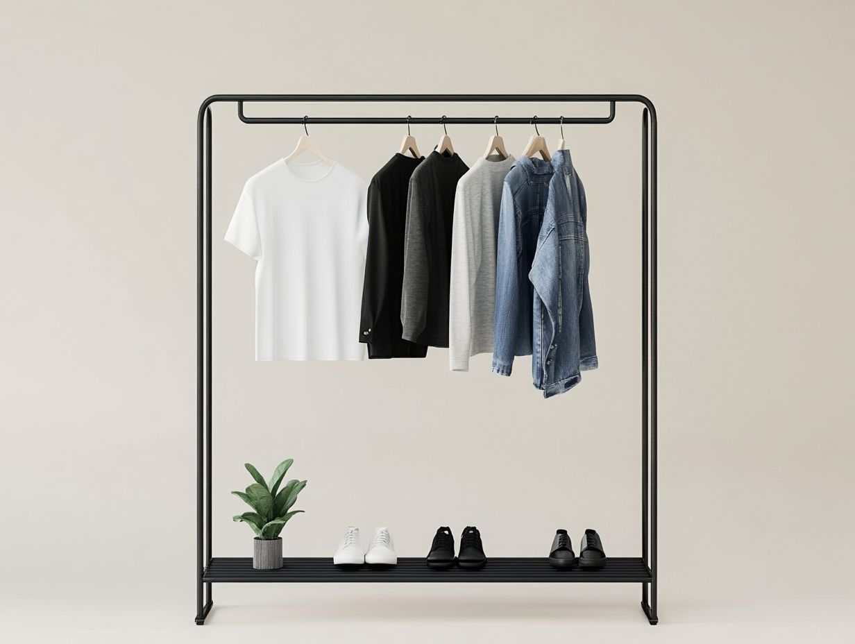 Visual guide to top wardrobe essentials for fashion minimalists.