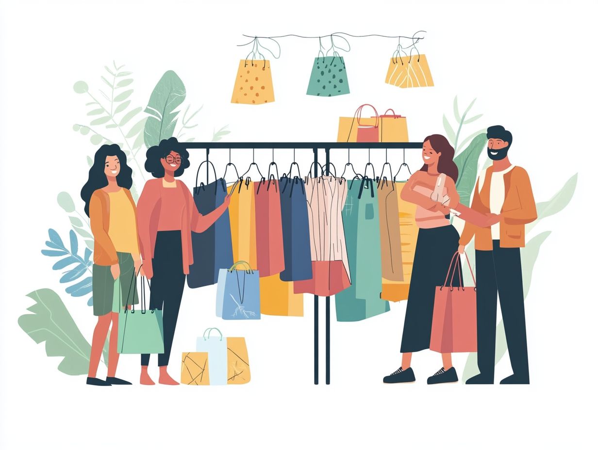 Illustration of the benefits of renting clothes for sustainability.