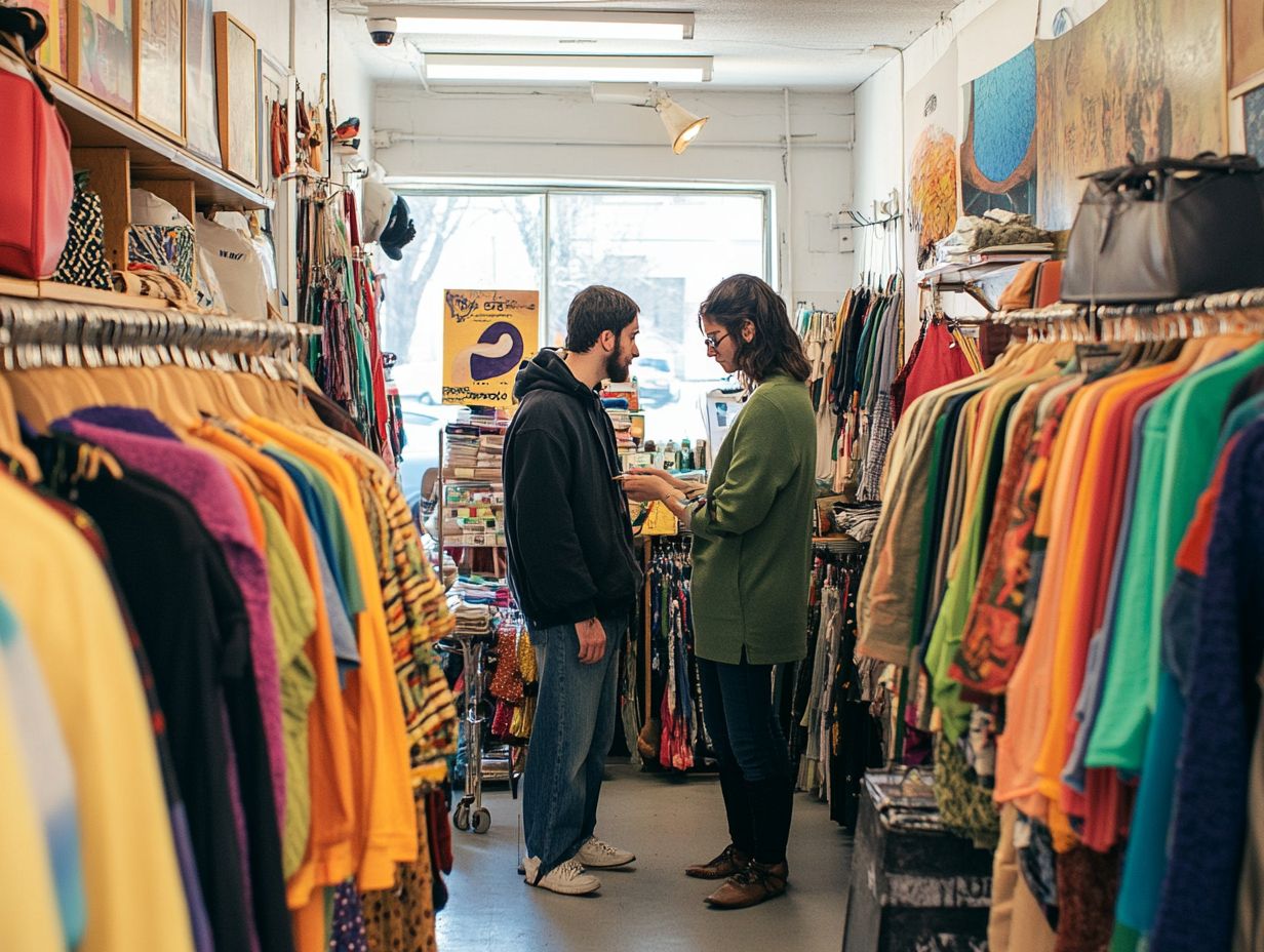 An inspiring thrift shop showcasing various secondhand clothing options.