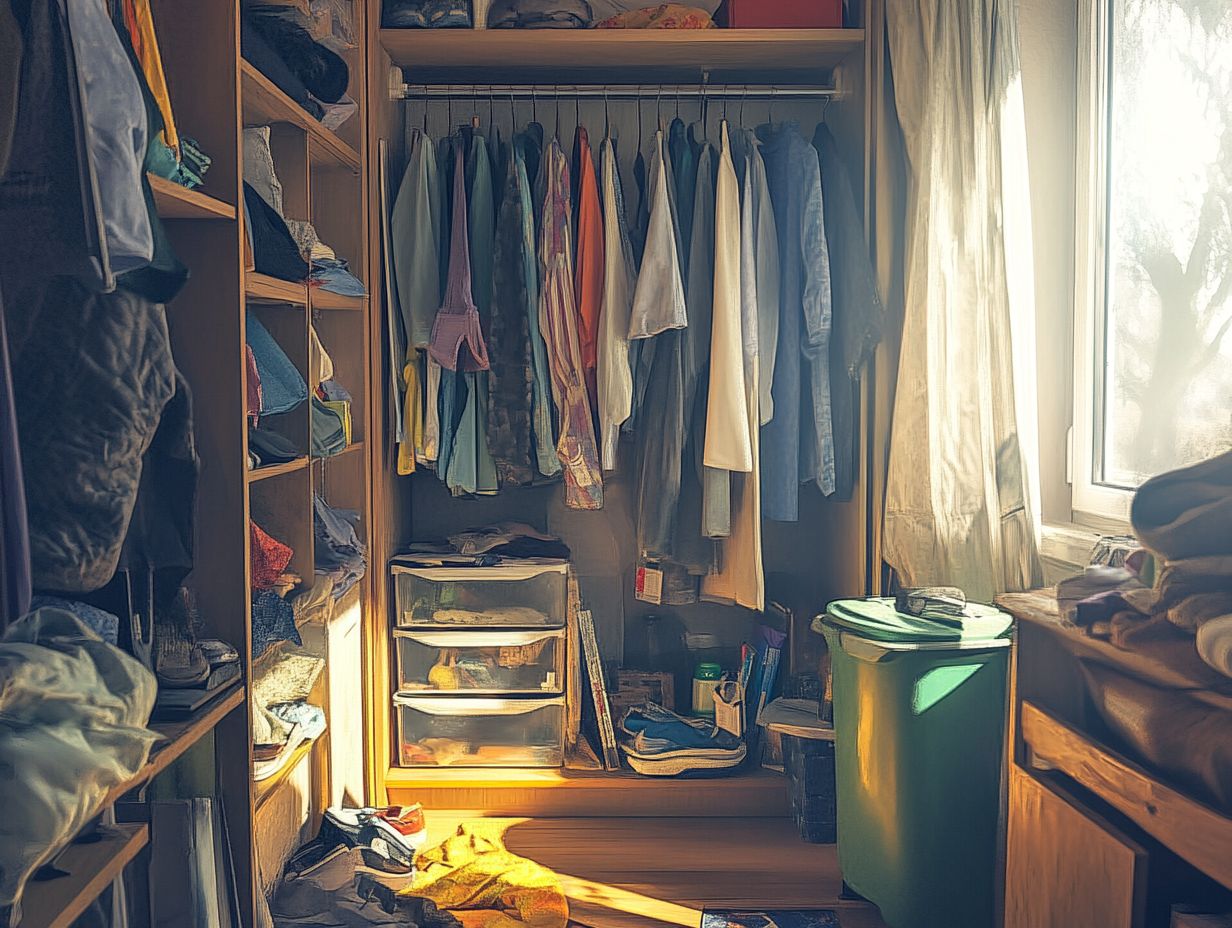 Visual representation of the environmental impact caused by closet clutter.