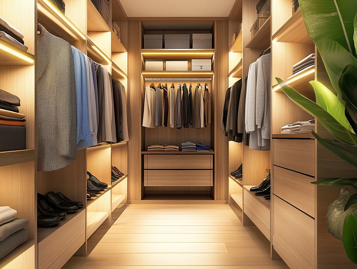 An organized closet showcasing a decluttered lifestyle