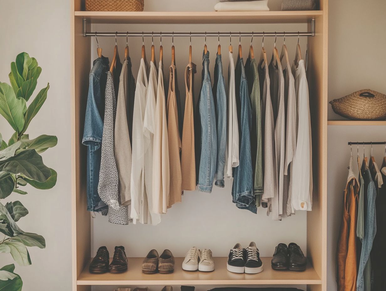 A guide to building a minimalist wardrobe showing essential clothing items