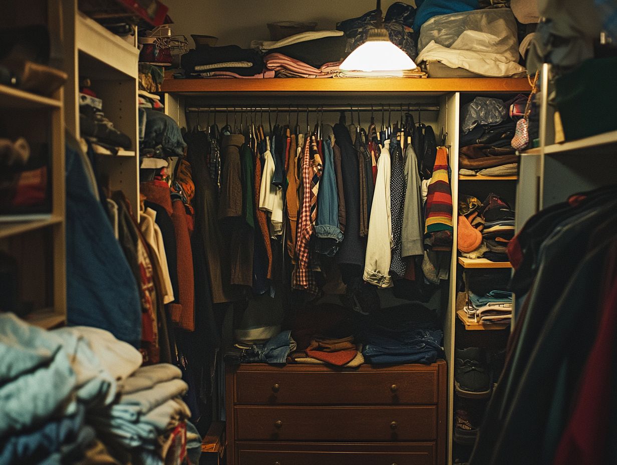 Organized closet with decluttering techniques displayed