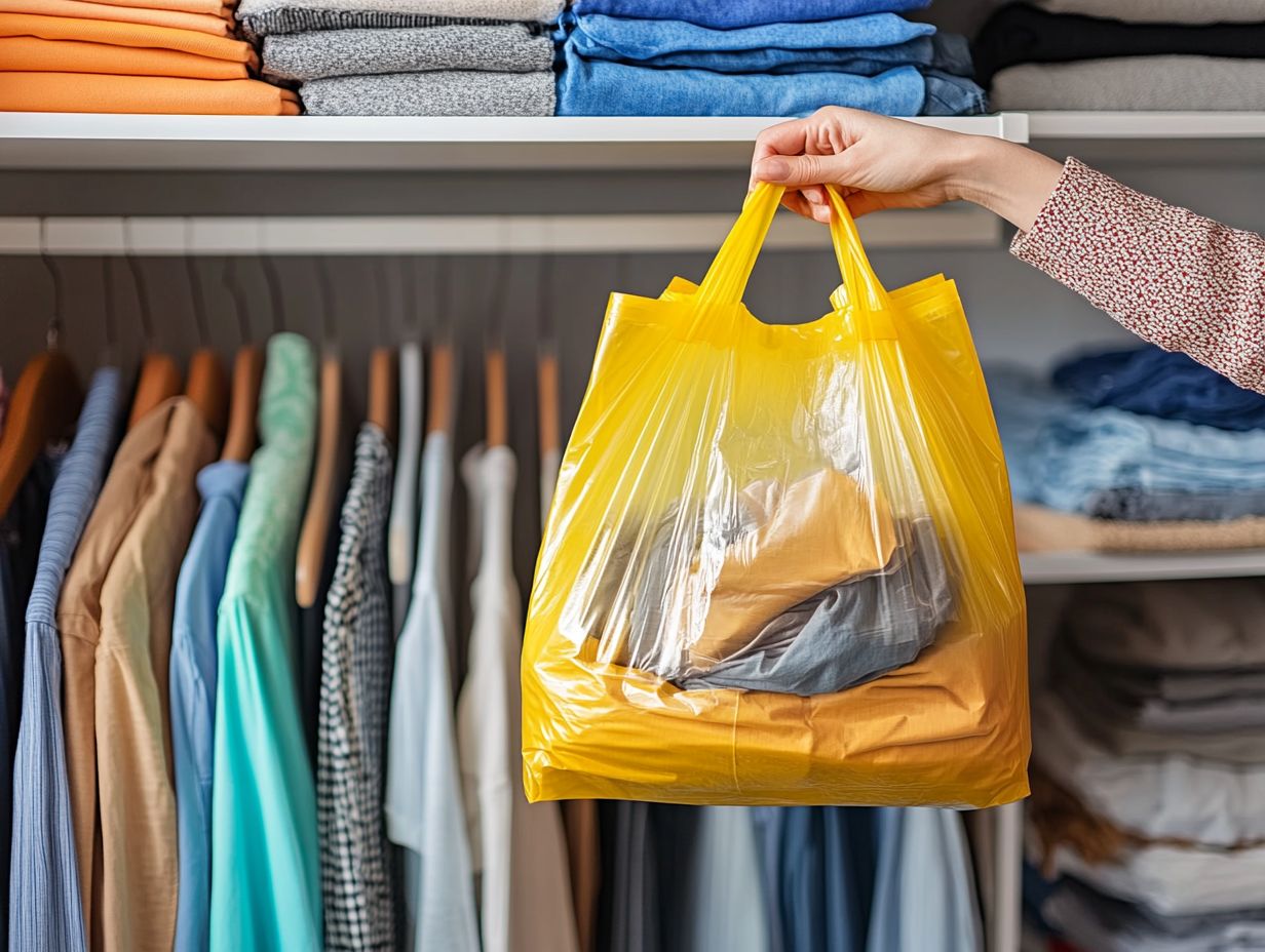 An organized closet with visible seasonal clothing