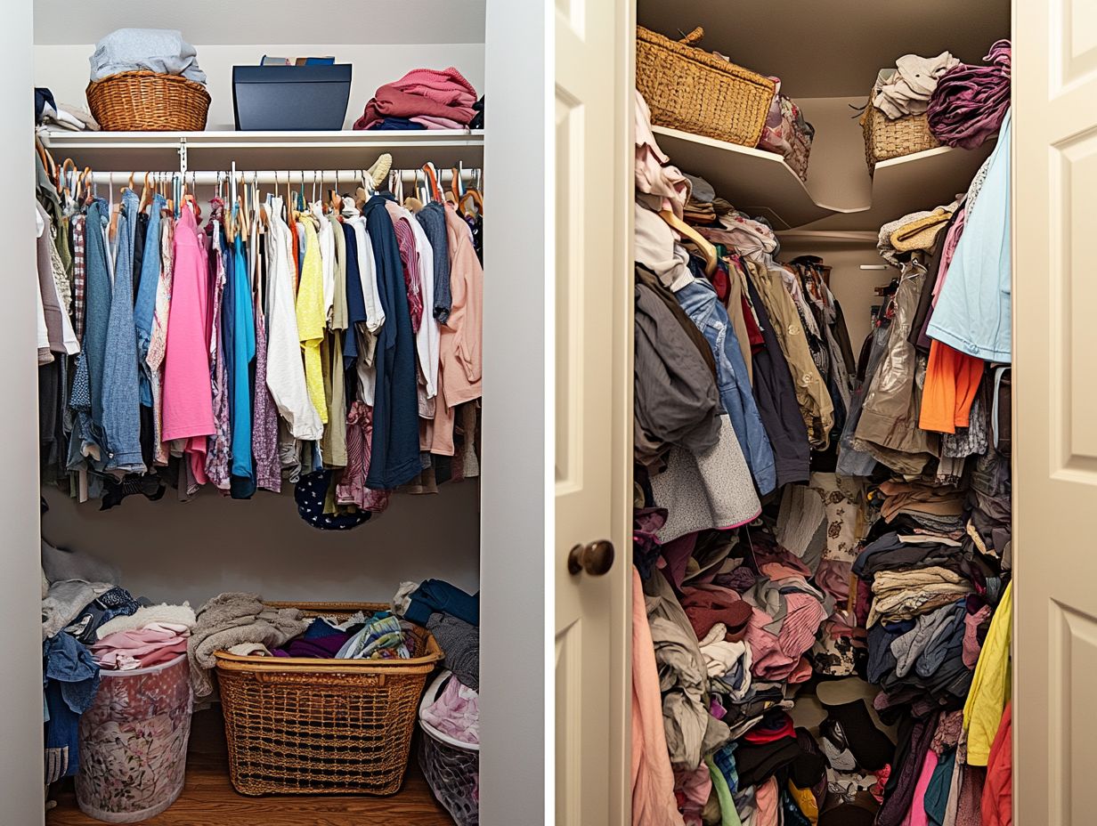 Visual representation of key takeaways for closet decluttering.