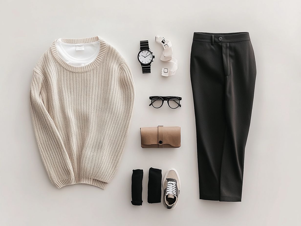 A stylish collection of minimalist outfits exemplifying elegance and simplicity.