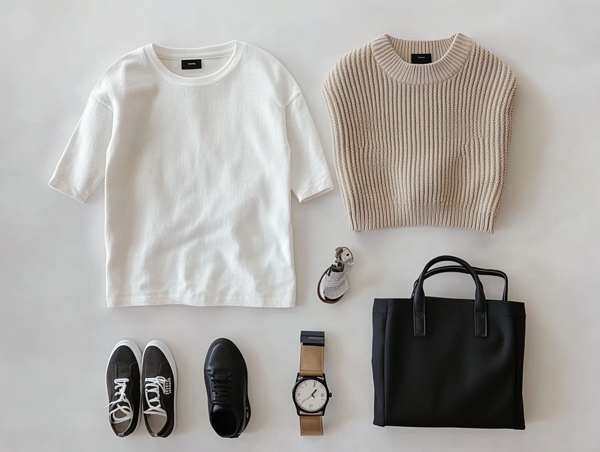 An example of minimalist outfits displayed for mindful shopping